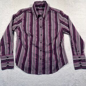 Vintage Y2K Mossimo Button Down Shirt Striped Long Sleeve Career‎ Top Fitted L